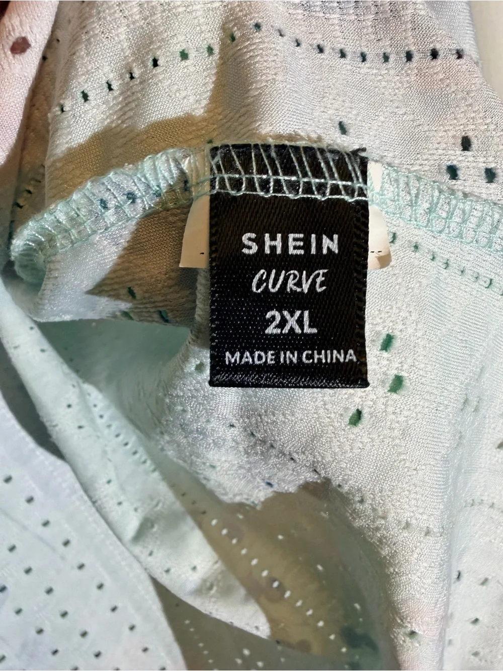 SHEIN Mint Floral V-Neck Crochet-Trim Top - Picture 2 of 14